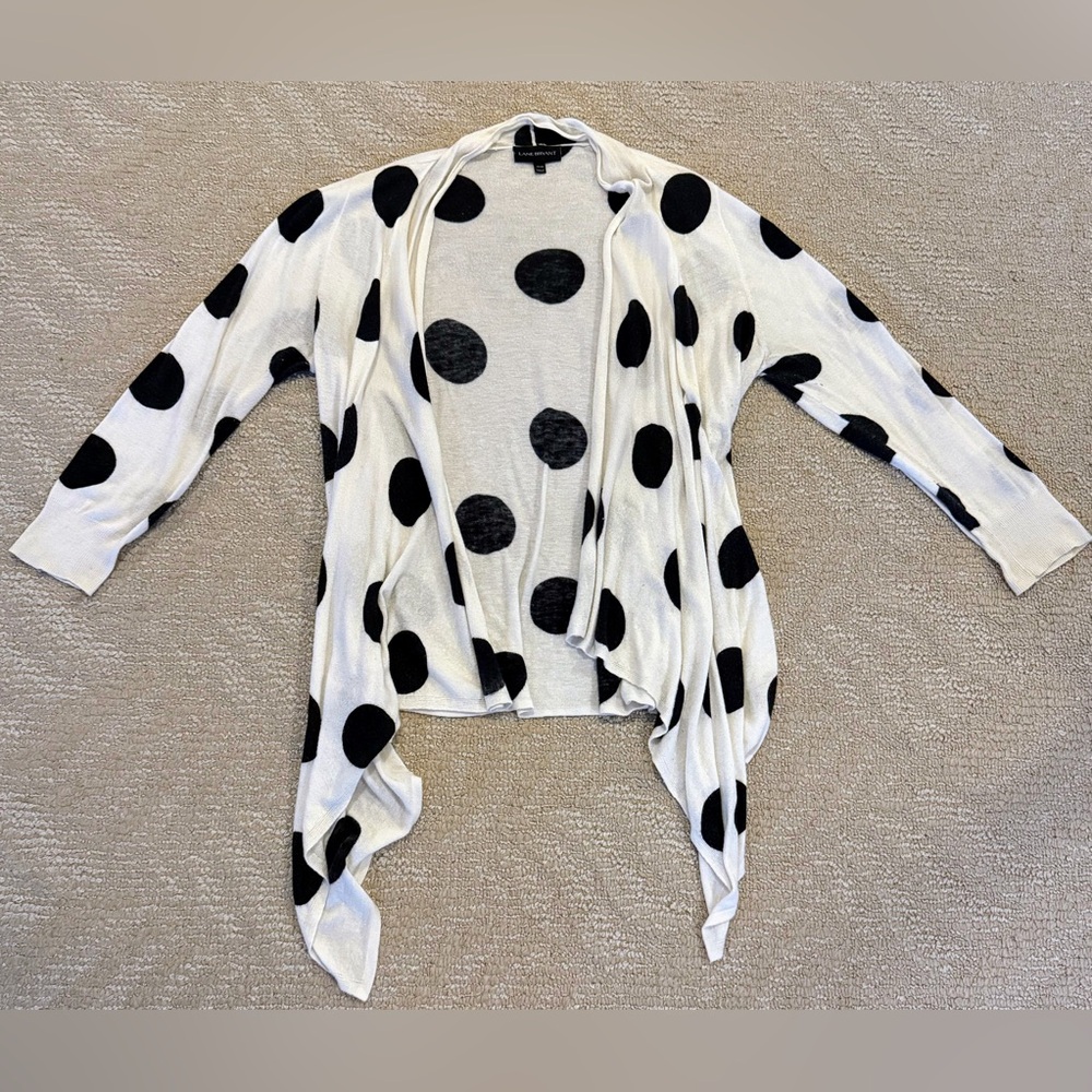 Lane Bryant Black and White Polka Dot Cardigan